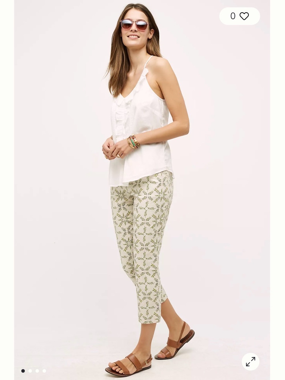 Anthropologie Cartonnier Charlie Trouser‎ Medallion Leaf Print, Size 8